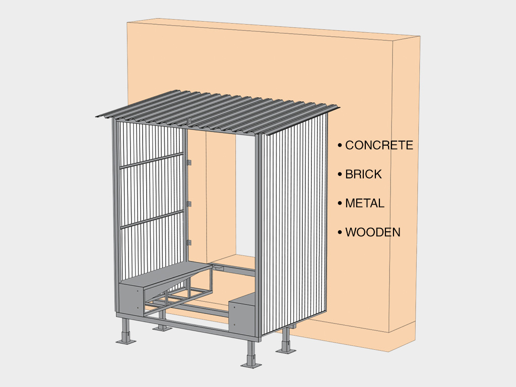 Mounting on walls of different types (concrete, brick, metal, wooden, sandwich panels of 50 to 200 mm thickness).